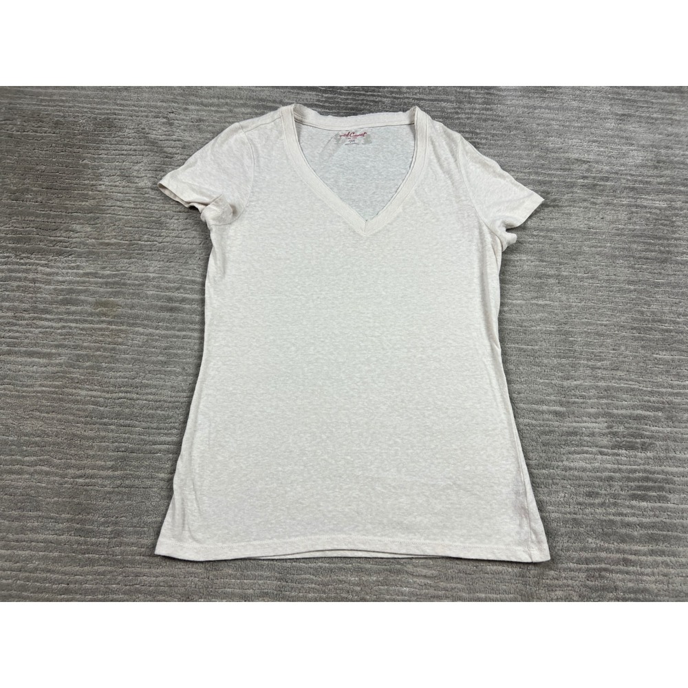 Red Camel T-Shirt Womens Medium Oatmeal Heather V-Neck Short Sleeve Basic Tee